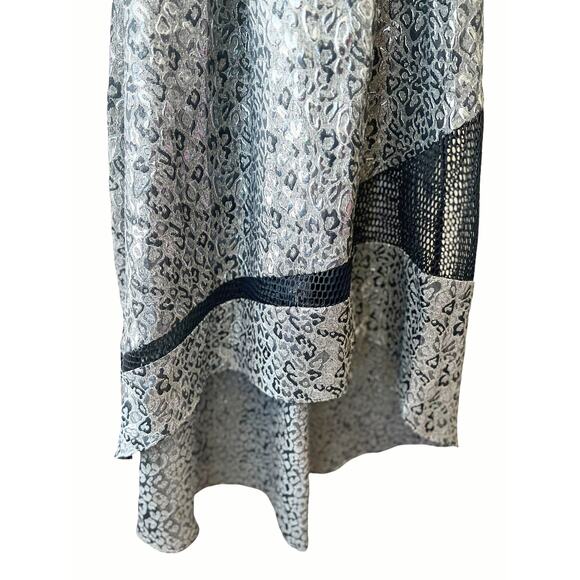 Sachin & Babi Sleeveless Silver Metallic Animal Print Jacquard Hi-Lo Gown Size 6 - Picture 7 of 12